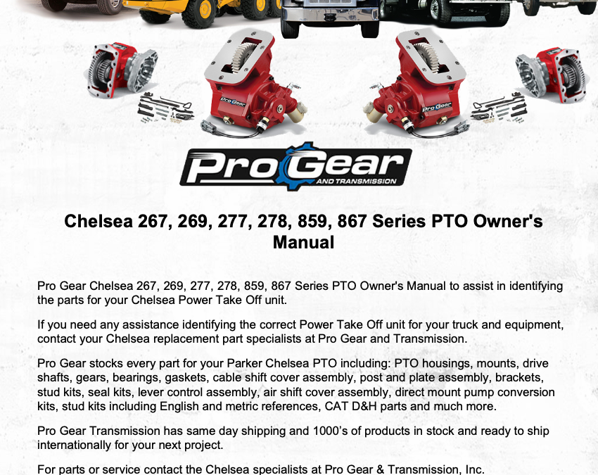 Pro Gear Chelsea Owner’s Manual-267-269-277-278-859-867–pto